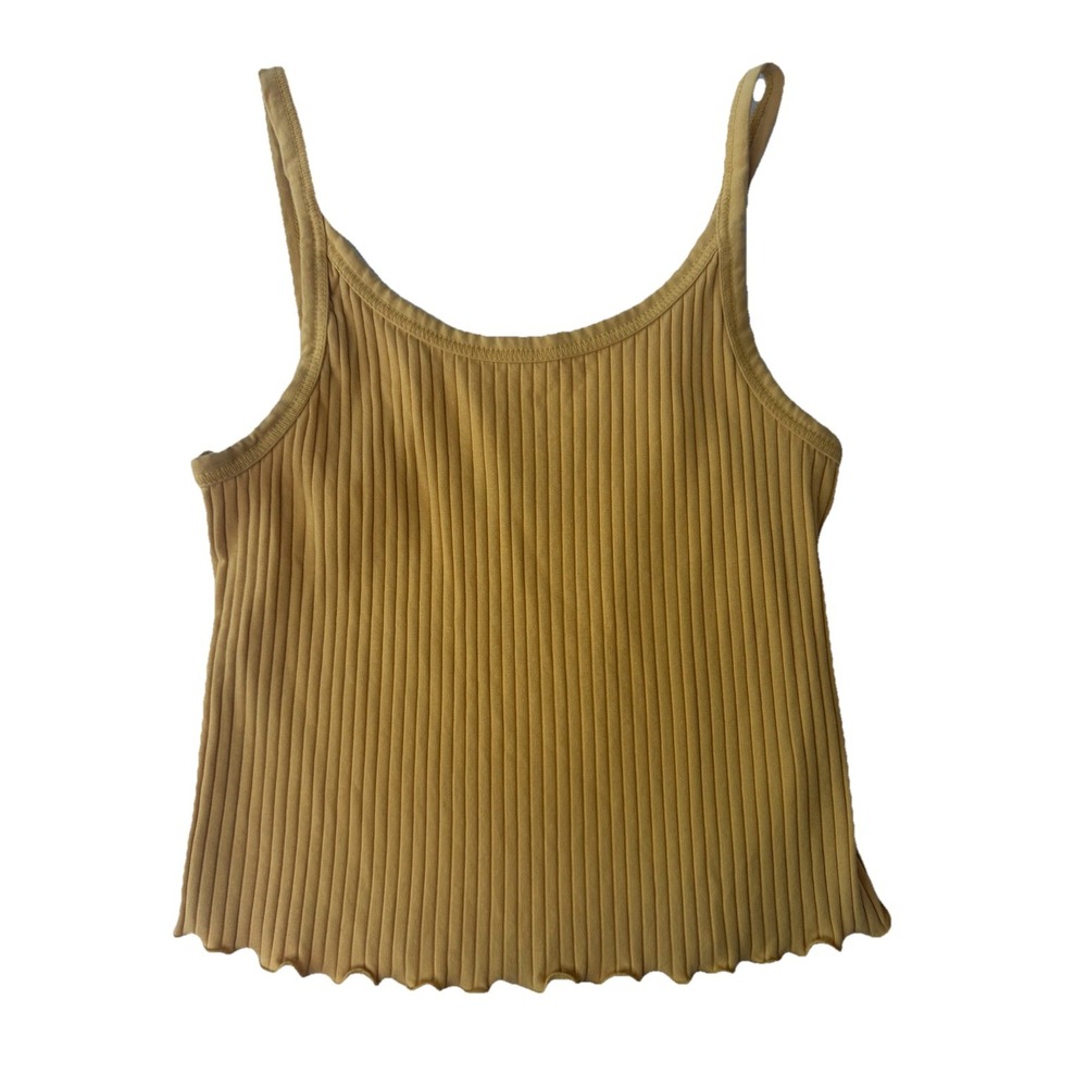Old Navy Ribbed Cropped Tank Top Mustard Yellow Sleeveless Women's L